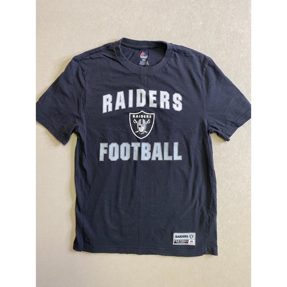 Majestic Raiders Football T-Shirt Black NFL AFC West Graphic Tee Size Medium